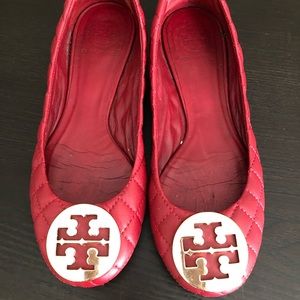 Red with gold Tory Burch ballet flats size 7
